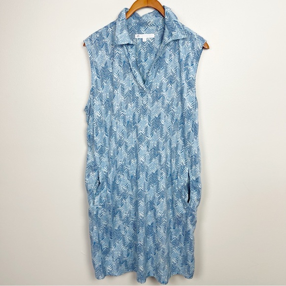 Southern Tide Blue Chevron Sleeveless Dress XL - Picture 2 of 6